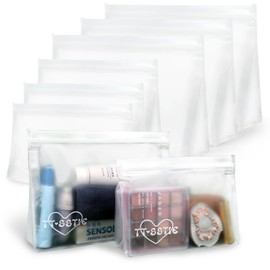 TT·SSTIE 8 Pack Clear Toiletry bags, TSA Approved Quart Size Zipper Bags, PEVA Material Leakproof Travel Makeup Cosmetic Bags, Carry on Airport Airline Compliant Bags for Wome&Men