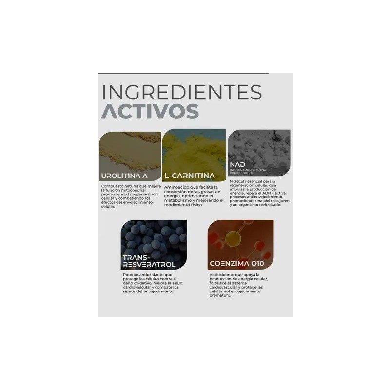 Urolitina A 250 Mg Nad Resveratrol Vitalidad Y Energía