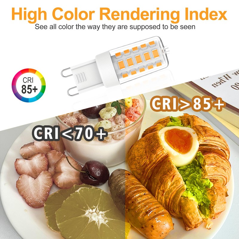 G9 LED Bulb Dimmable, 2700K Warm White, T4 Chandelier Light