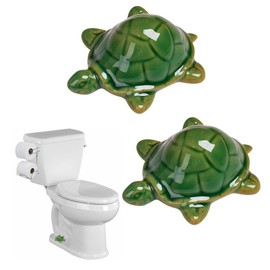 Toilet Bolt Caps, Toilet Bolt Covers, Turtle Ceramic Toilet Bolt Caps, Toilet Screw Cover Caps Bathroom Decor Decorative Covers for Toilet Bolts (Green Turtle 2pcs)