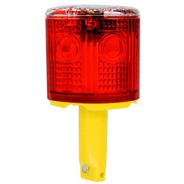 Solar Strobe Warning Light: IP54 Waterproof Flashing Safety Light High Bright LED Warning Lamp Traffic Light for Construction, Factory, Safety Road Sign, Dock Marine Beacon (Red-Column)