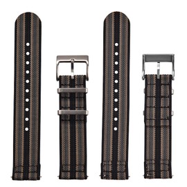 JWNSPA Two Piece Quick Release Ballistic Ribbed Nylon Watch Strap,18/20/22 mm Replacement Watch Bands for Men Women (Black Khaki Gray, 20mm)