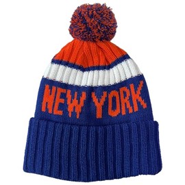 New York City Beanie Knit Hat with Pom Winter Cuffed Cap Sport Fans Gift for Men Women Orange