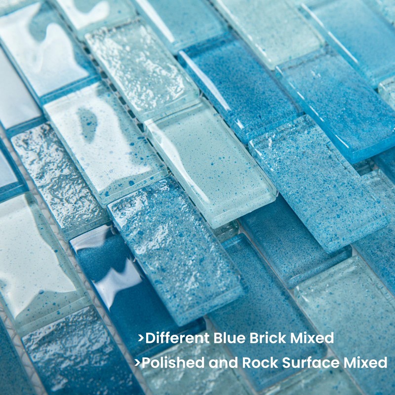 Adedeo Glass Mosaic Tile Light Blue Wave 12 x 12