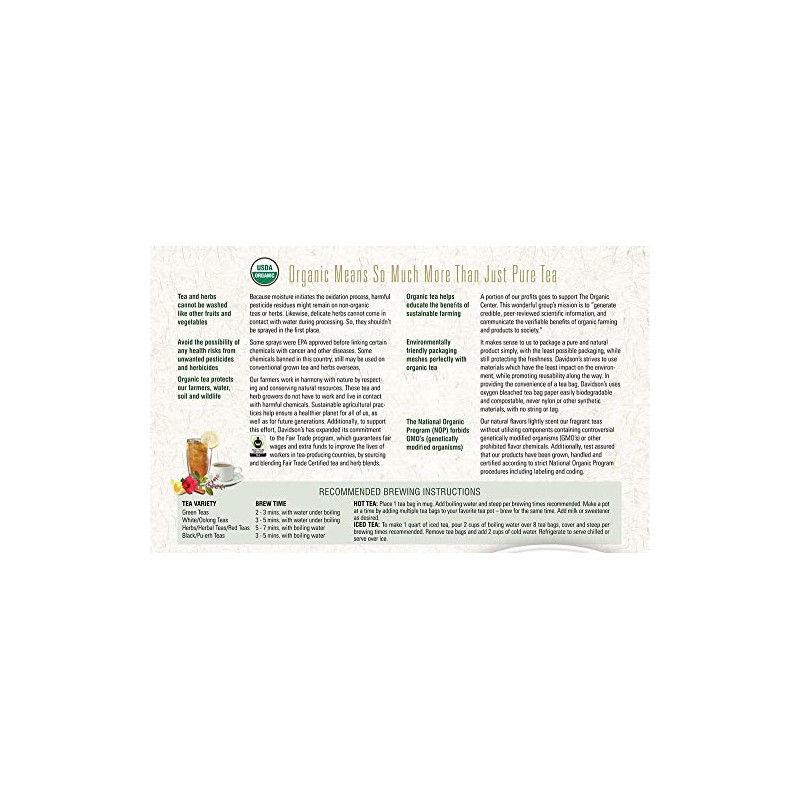 Davidson's Organics, South African Green Honeybush, 100-count Unwrapped Tea Bags