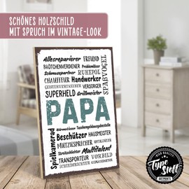 TypeStoff HS-00584 Wooden Sign with Saying - Dad Wordcloud - Vintage Look with Quote as Gift and Decoration