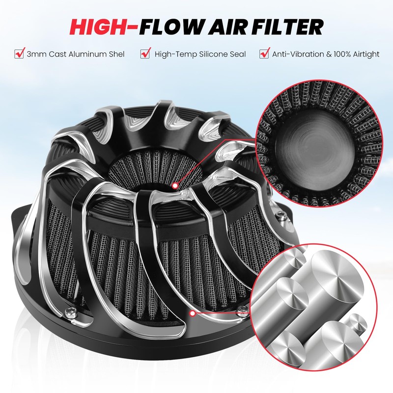 kekykm Twin Cam Air Cleaner Intake Filter Kit For Harley