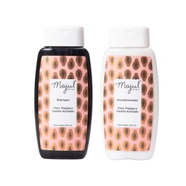 shampoo y acondicionador de papaya, coco y carbón activado, unisex, equilobra pelo graso.