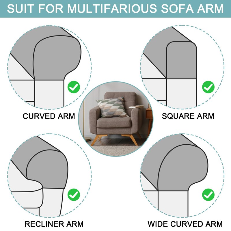 sourcing map Couch Arm Cover, Stretch Sofa Armrest Cover with