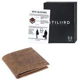 STILORD 'Lewis' Classic Leather Wallet for Men RFID Blocker Large Purse with Credit Card Holder and Coin Pocket Vintage Design, Colour:Torino - Brown