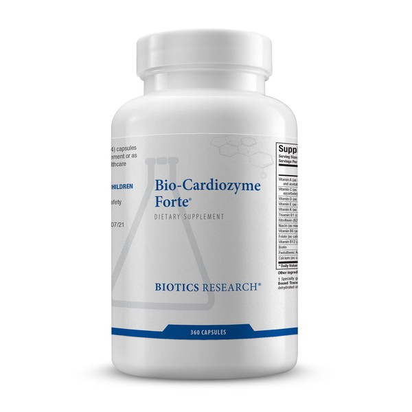 BIOTICS Research Bio Cardiozyme Forte Healthy Heart Multivitamin. Broad Spectrum Formulation Designed to Support Cardiovascular Health and Function. Powerful antioxidant Support 360 Capsules