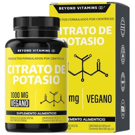 Citrato de Potasio 1000mg | Adicionados con Platano en Polvo, Curcuma y Semilla de uva | Cápsulas sin rellenos | Potassium Citrate-60 cápsulas