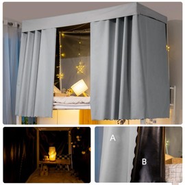 XGOPTS Students Dormitory Bunk Blackout Bed Curtain, Dormitory Bottom Bunk Blackout Bed Curtains Students Single Sleeper Shading Dustproof Bedding for Home School 1.35×2m