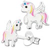 Girls Children's Stud Earrings Genuine 925 Sterling Silver Unicorn Horse
