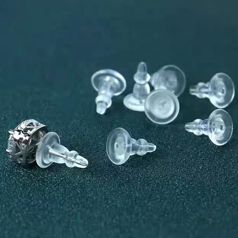 Clear Silicone Earring Backs, 50 Pack Hypoallergenic Replacement Stoppers for