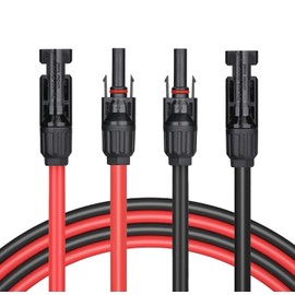 QKUDNGHY 20 Feet Solar Panel Extension Cable, 10AWG Solar Cable, Solar Panel Cable 6mm² with Female and Male Waterproof Connectors, for Home Boat RV, Photovoltaic Systems (20FT Red + 20FT Black)