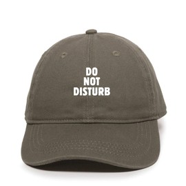 Do Not Disturb Baseball Cap Embroidered Cotton Adjustable Dad Hat Olive
