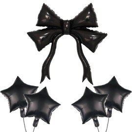 47 Inch Large Size Black Bow Helium Foil Balloons Giant Coquette Gothic Bow Knot Balloons Girl Bow Goth Themed Party Decor for Bachelorette Wedding Bridal Shower Birthday Party Decorations for Girls