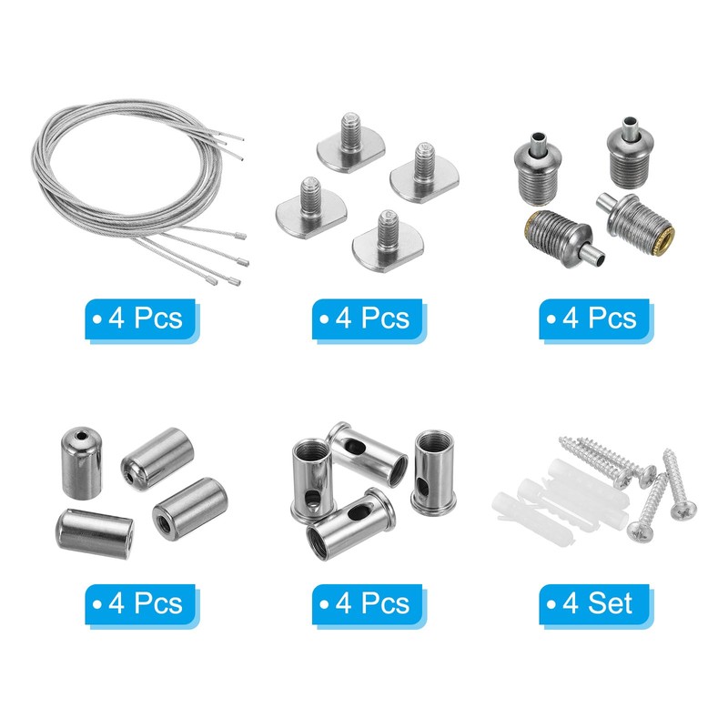 PATIKIL Ceiling Hanging Wire Cable Kit, 4 Set Lights Panel