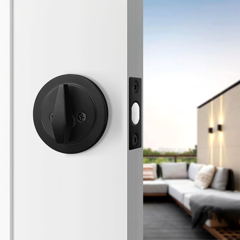 Probrico 4 Pack Black Single Cylinder Deadbolt Lock Set, Keyed
