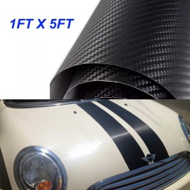 Olimia 12"x60" 3D Black Twill-weave Carbon Fiber Vinyl Wrap Film Air Release 1FTx5FT