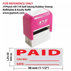 JYP Paid w. CK# No. Date Line  JYP 4911R Self Inking Rubber Stamp (Red Ink)