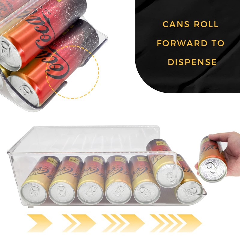 SCAVATA 2 Pack Skinny Can Organizer for Refrigerator, Stackable Tall