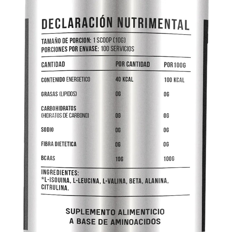 Aminoácidos Bcaas Black 1 Kg Sabores 100 Servicios