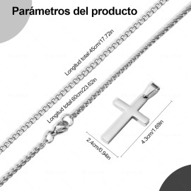 Diguiduk® Collar Cadenas Cruz Dijes Hombres Joyeria Acero Inoxidable Plata Collares De Mujer Collares De Moda Para Halloween Collar Apilable 1pzs * Longitud 60cm, 1pzs * Longitud 45cm