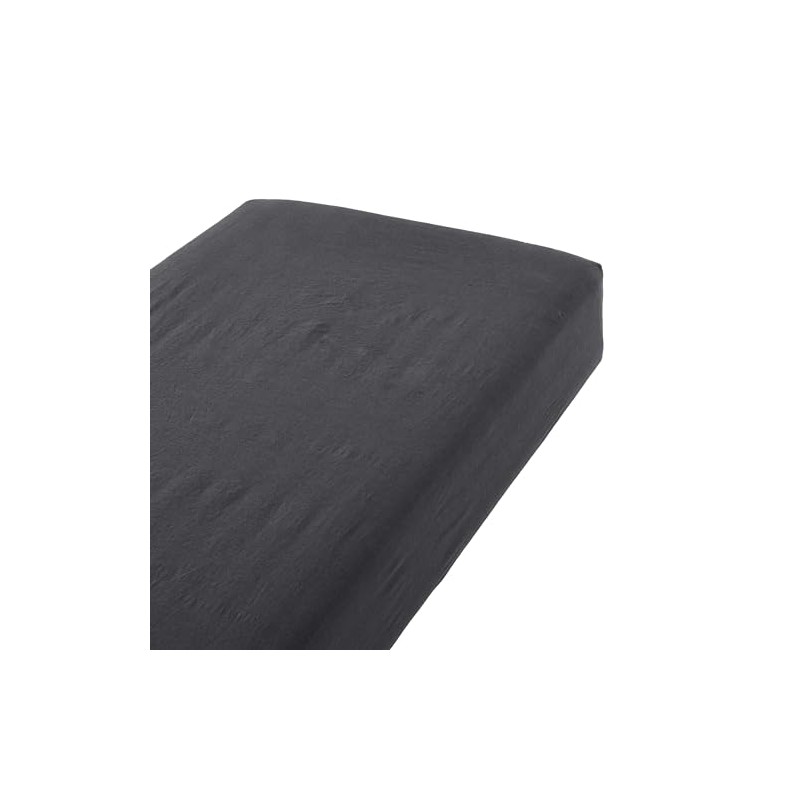 MUJI Washed Fitted Sheet Dark Grey Small Size 80x198x18-28cm 83344283