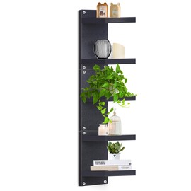 Defined Deco 5 Tier Wall Shelves, Black-Vertical Column Lack Wall Shelf Unit, Floating Storage Home Display Organizer Tall Tower Design Utility Shelving for Bedroom, Living Room, and Office Decor