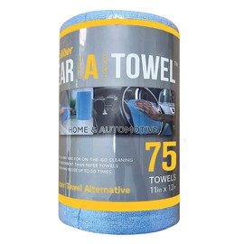 Eurow Microfiber Tear-A-Towel Cloth Roll, Reusable Paper Towel Alternative, Washable Up to 50 Times, Lint-Free, Streak-Free, for Kitchen, Auto, Home, Garage, Cleaning & Drying, 11"x12", 75-Pack, Blue