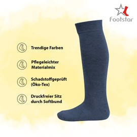 Footstar Children's knee socks (5 pairs), long socks for girls and boys - everyday - Jeans shades, size: 23-26