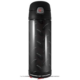 Skin Decal Wrap for Thermos Funtainer 16oz Bottle Diamond Plate Metal 02 Black (BOTTLE NOT INCLUDED) by WraptorSkinz