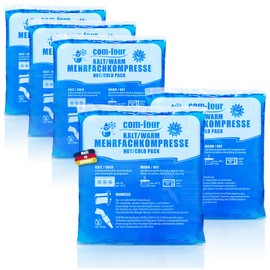COM-FOUR® 5X Multiple Compress - Cold and Warm compresses - Ice Packs Suitable for microwaves - Ice Packs for Sports Injuries, 14 x 13 cm - Made in Germany (05 Pieces - Medium)