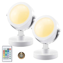 LUXSWAY Wireless Accent Lights| Indoor Spotlights with 360° Rotate Head| 12 Color Changing Up Light with Remote Control| Battery Operated Puck Lights| Stick on Spotlight for Dart Board Artwork