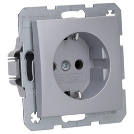 Berker 47431404 SCHUKO socket outlet aluminium, matt Berker B.1/B.7 glass alu, matt