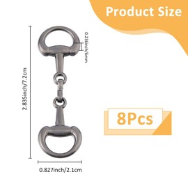 SUPERFINDINGS 8Pcs Gunmetal Double D-Rings Snaffle Bit Alloy Buckles Equestrian Jewelry Making Metal Link for Necklaces Bracelets Foldable Connecting Clasp for DIY Snaffle Bit