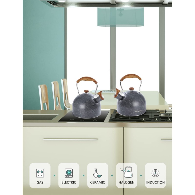 Tea Kettle, BELANKO 85 OZ / 2.5 Liter Whistling Tea