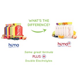 Huma Plus (Double Electrolytes) Chia Energy Gel, Variety Pack - Stomach Friendly, Real Food Energy Gels (6 Original and 6 Plus Gels)