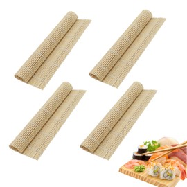 SXTDKMJ 4 PCS Sushi Making Kit, Sushi Rolling Mat Bamboo Sushi Making Mats Sushi Roller for Kitchen (23 x 24cm)