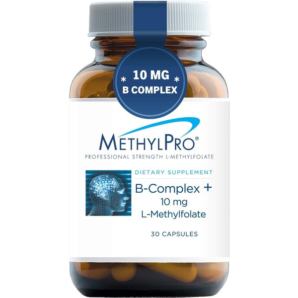 MethylPro B-Complex + 10mg L-Methylfolate (30 Capsules) - Professional Strength B Vitamins for Energy, Mood + Immune Support with Active Methyl Folate, Methyl B12, B6 as P-5-P - Gluten-Free