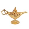 Gold Magic Genie Lamp Embossed Flowers Hollow Zinc Alloy Vintage