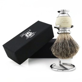 Haryali London Shaving Brush - Super Badger Shaving Brush - Elegant and Unique Design - Badger Hair Shaving Brush - with Elegant White Color - A Perfect Match to Your Shaving Kit