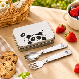 Portable Folding Cutlery Set for Kids – 3-Piece Stainless Steel Spoon, Fork & Chopsticks with Travel Case