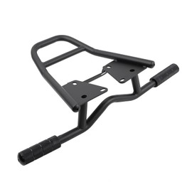 Mokuo Iron Manned Motorcycle Stunt Rear Luggage with CNC Removable Perform Bar Fit for Honda Grom MSX 125 SF 2013-2016,Black Rack + Black Footpeg