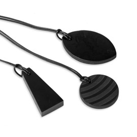 Karelian Heritage Shungite Pendant Set for Sacred Chakra Balancing, Reiki Meditation and Grounding (3 Pendants) | EMF Defender Shield Protection Stone Necklace | Minimalistic Natural Black Crystal Jewelry S007