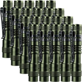 Beieverluck 20 Pack Pen Light Flashlight Mini Small Flashlight with Clip Waterproof LED Pocket Pen Flashlights for Camping, Inspection, Work, and Emergency(Small,Green)
