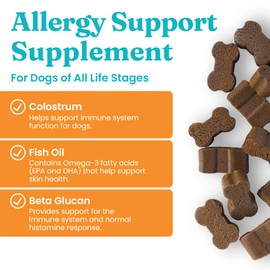 Solid Gold Dog Allergy Relief Chews - Dog Itching Skin Relief & Seasonal Allergies Support - Alaskan Salmon Oil for Dogs Skin, Coat & Immune Support - Bacon Flavor Soft Allergy Chews for Dogs - 60ct