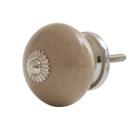 Knober Furniture Knob for Drawers Doors Cupboards in Grey Taupe Ceramic 4 cm